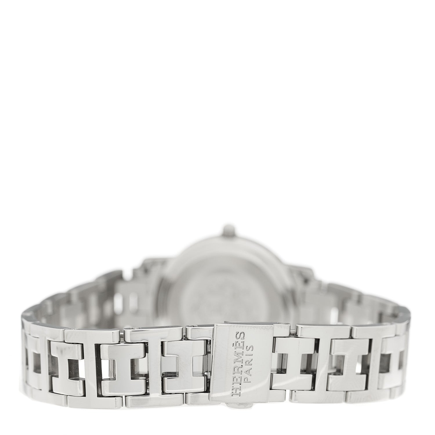 Hermes Stainless Steel Pink Sapphire Mother of Pearl 24mm Clipper Nacre Quartz Watch 3 of 4