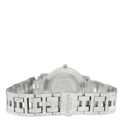 Hermes Stainless Steel Pink Sapphire Mother of Pearl 24mm Clipper Nacre Quartz Watch 3 of 4