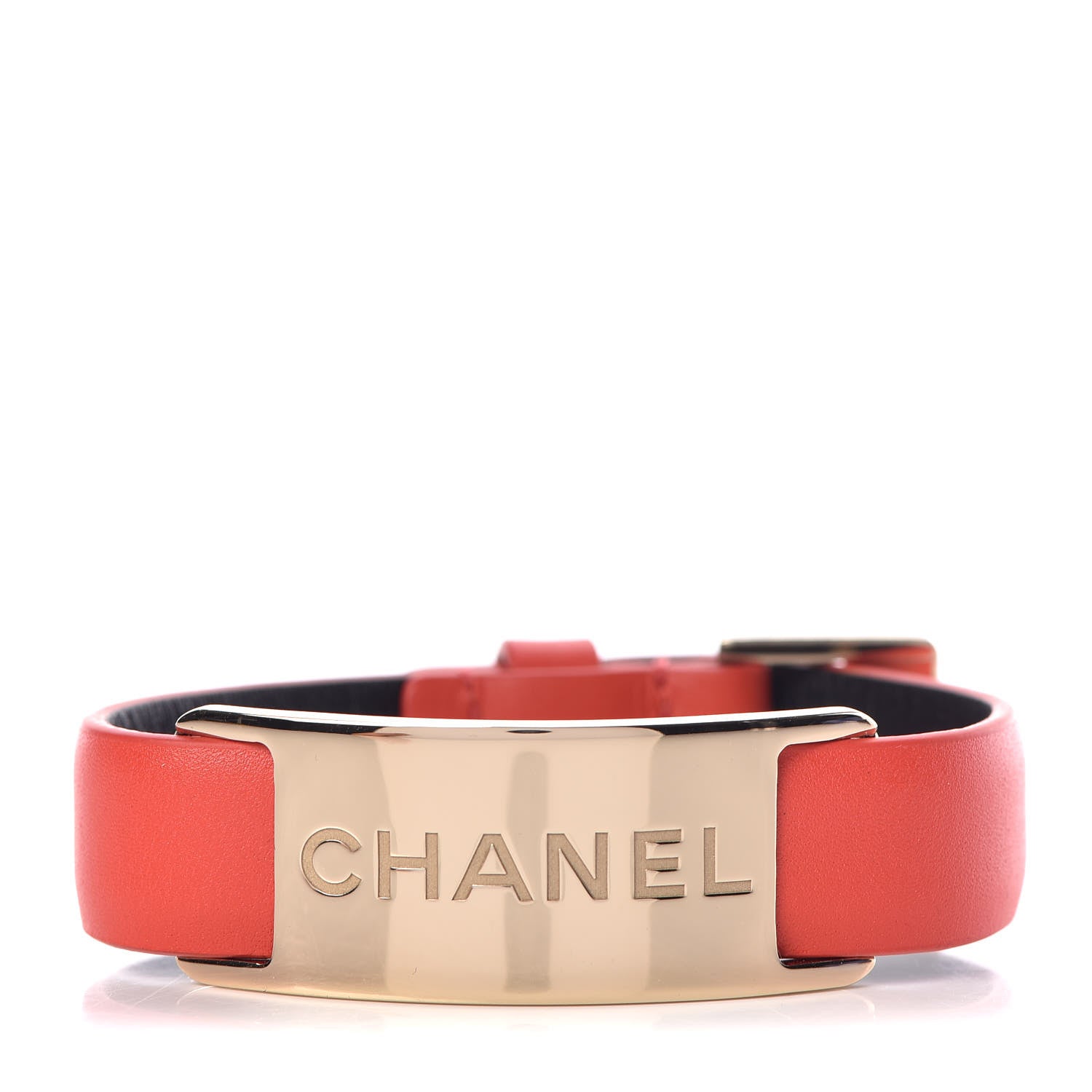 Chanel Calfskin Logo Buckle Bracelet Red 1 of 4