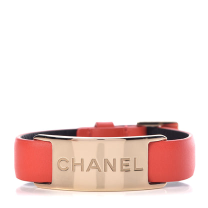 Chanel Calfskin Logo Buckle Bracelet Red 1 of 4