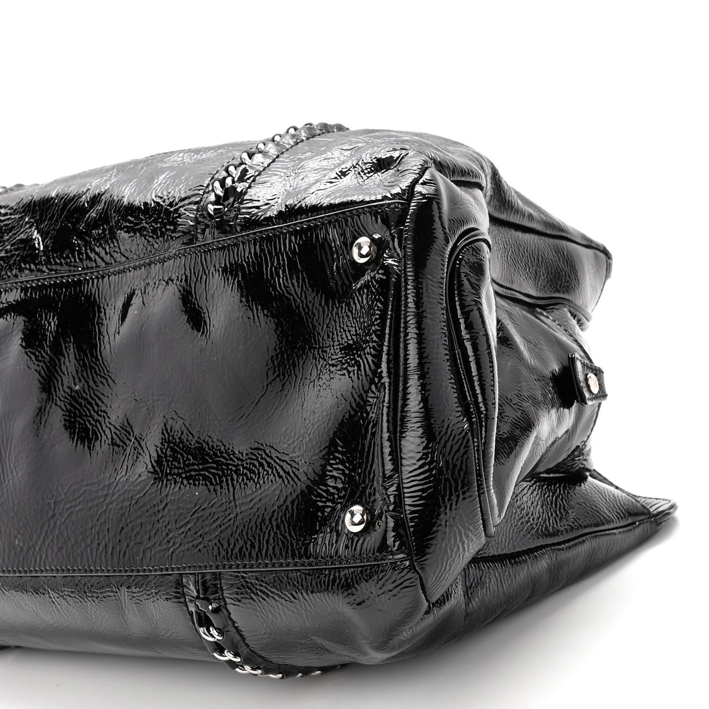 Patent Calfskin Large Luxe Ligne Tote Black