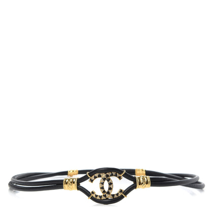 Chanel Calfskin Crystal Gripoix Poured Glass Along The Nile CC Belt 90 Black Gold 1 of 4