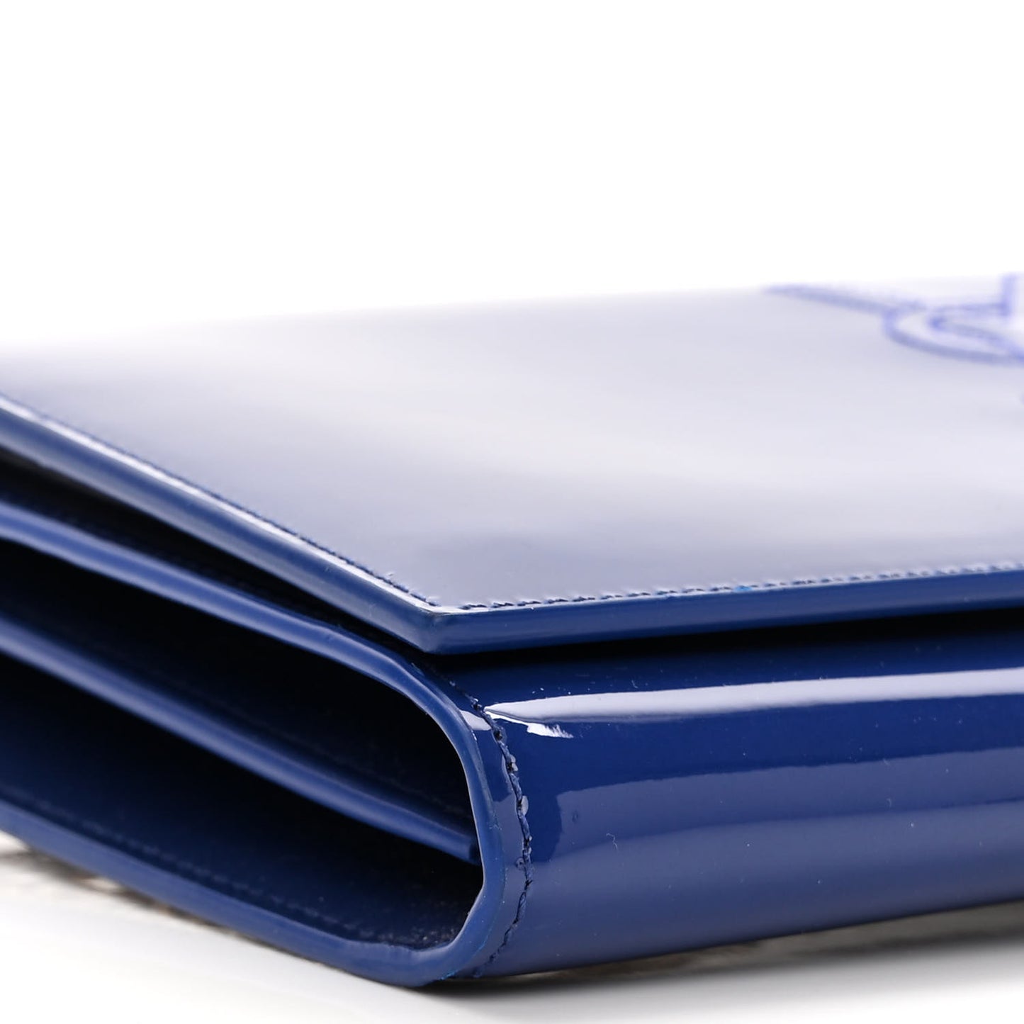 Patent Calfskin Belle de Jour Chain Clutch Blue