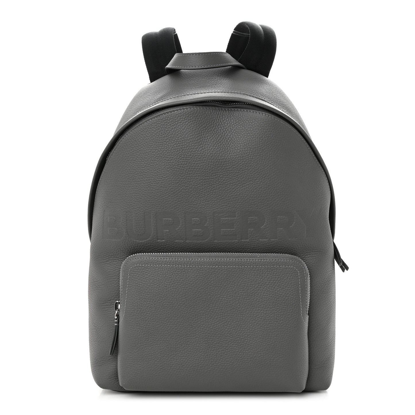 Calfskin Logo Embossed Backpack Charcoal Grey