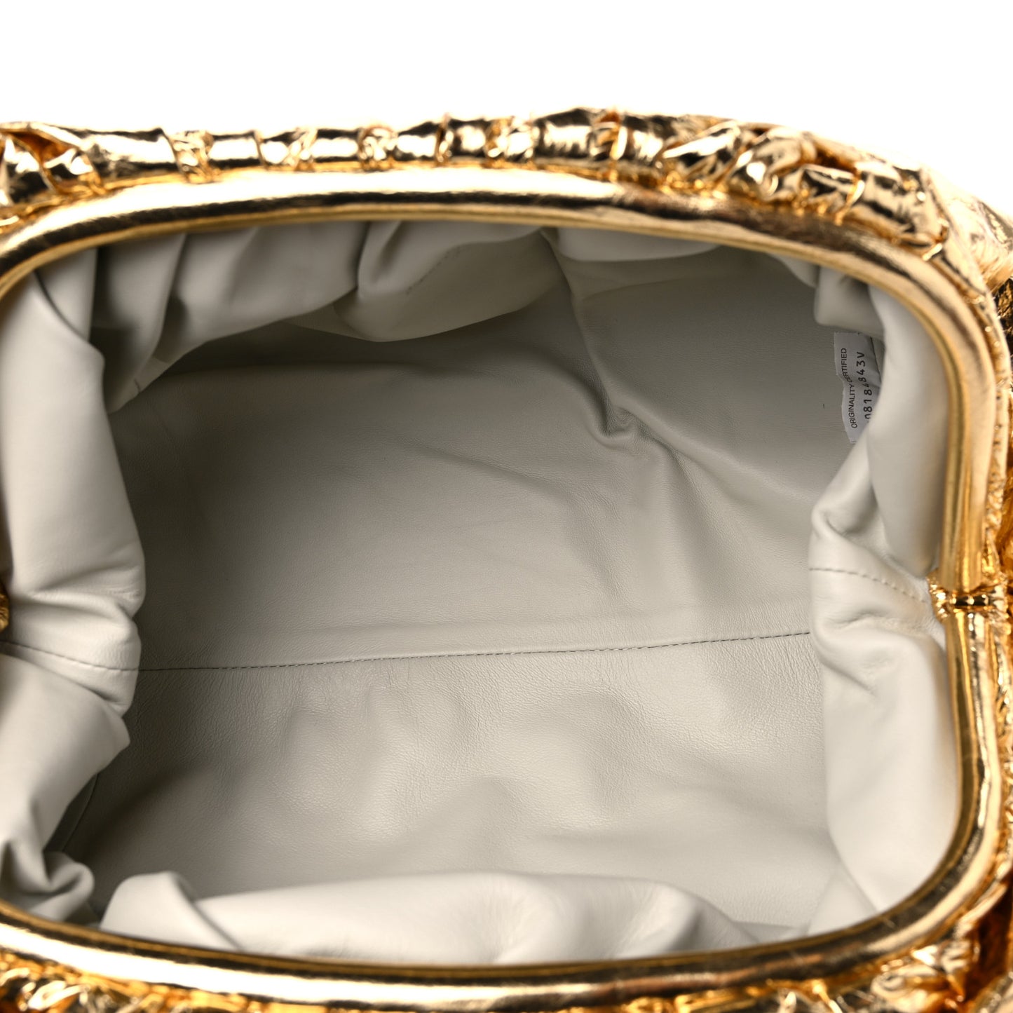 Metallic Crinkled Lambskin The Pouch Oversized Clutch Oro