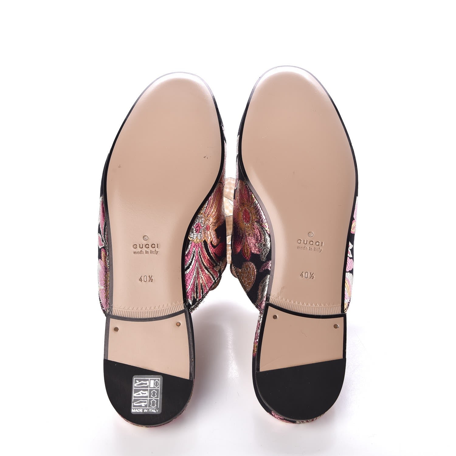 Gucci Iridescent Brocade Pearl Bow Womens Princetown Slippers 40.5 Black Pink 5 of 7