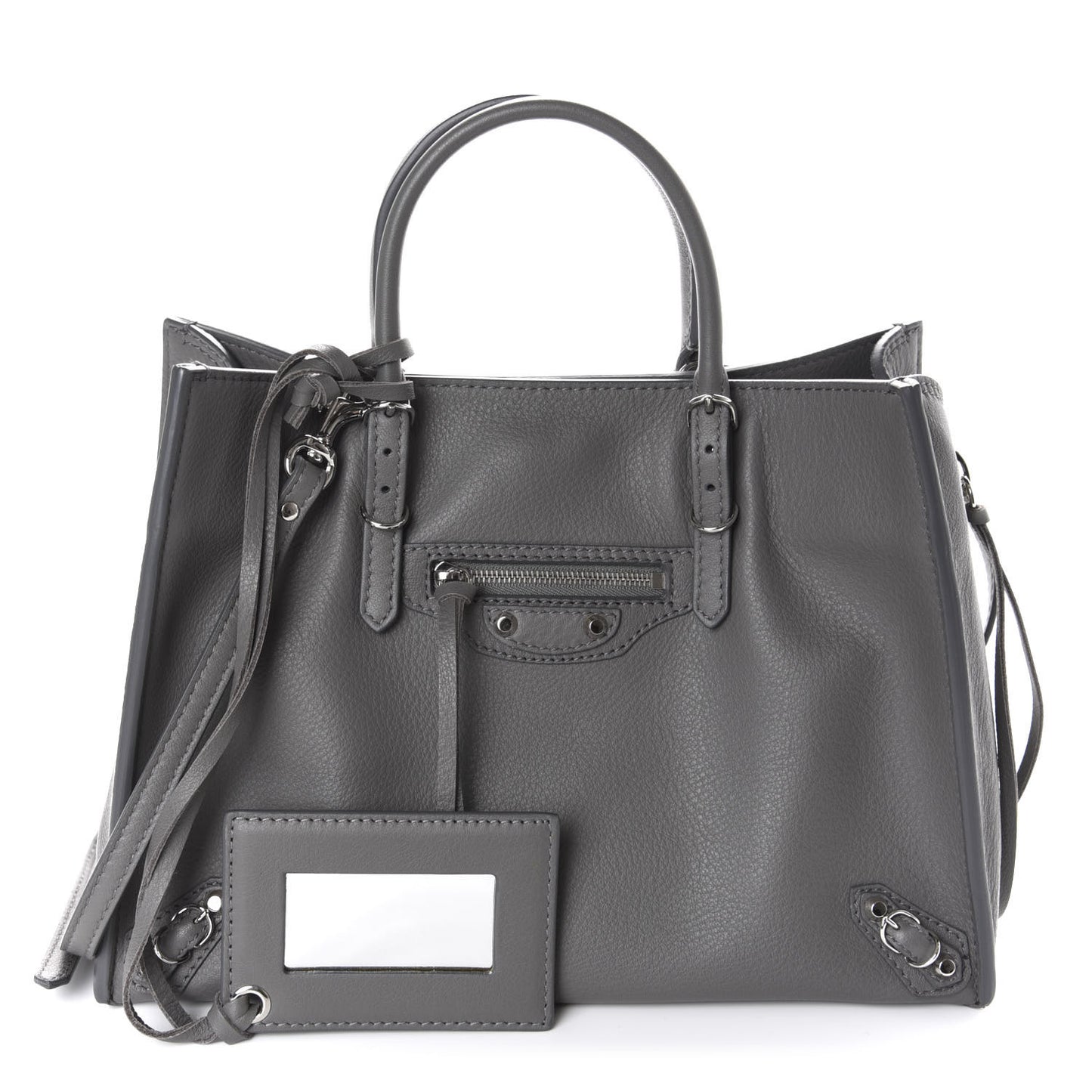 Veau Papier A6 Zip Around Tote Gris Metal
