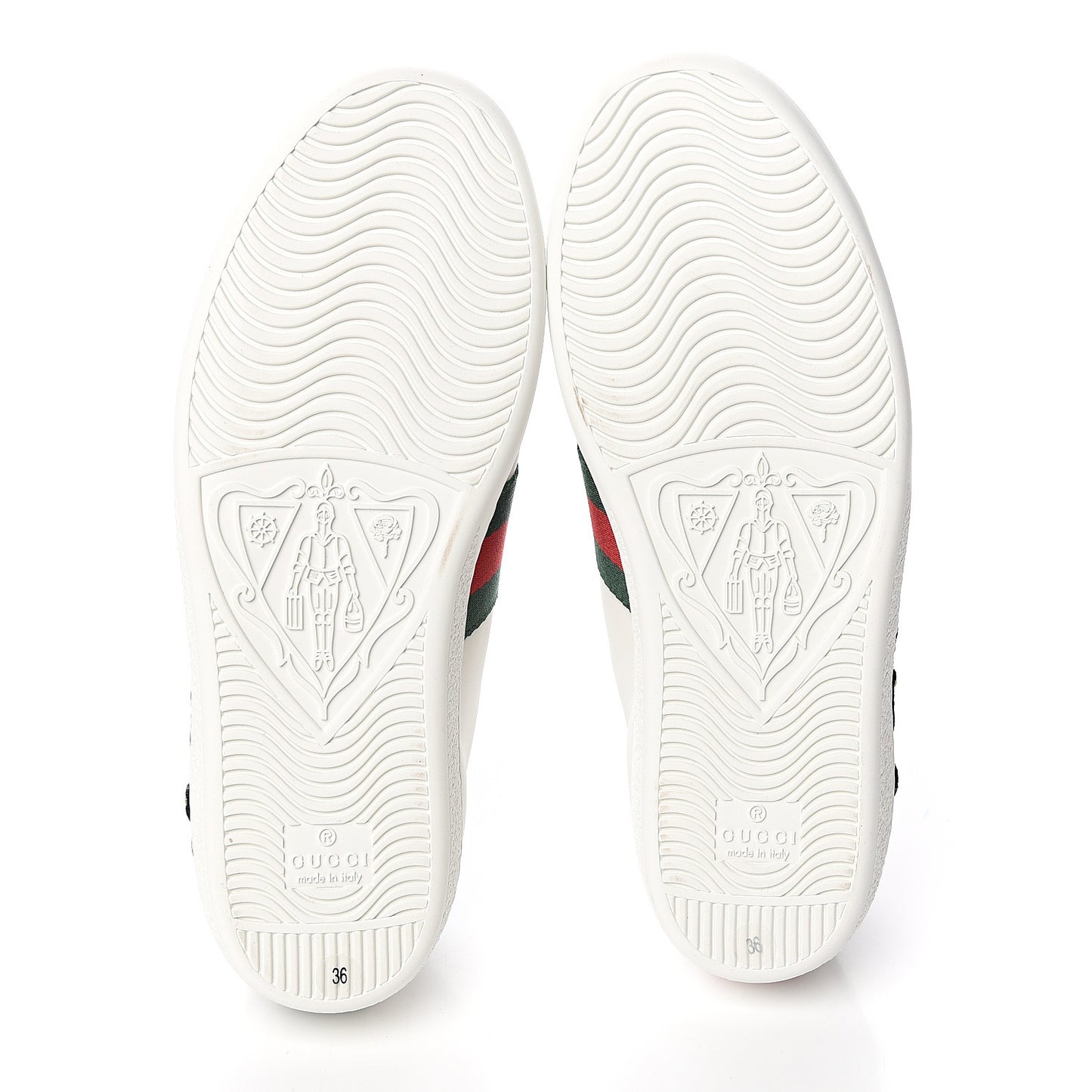 Calfskin Web Floral Embroidered Womens Ace Sneakers 36 White