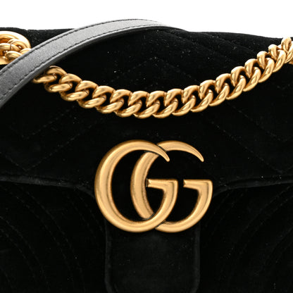 Gucci Velvet Matelasse Mini GG Marmont Shoulder Bag Black 8 of 10