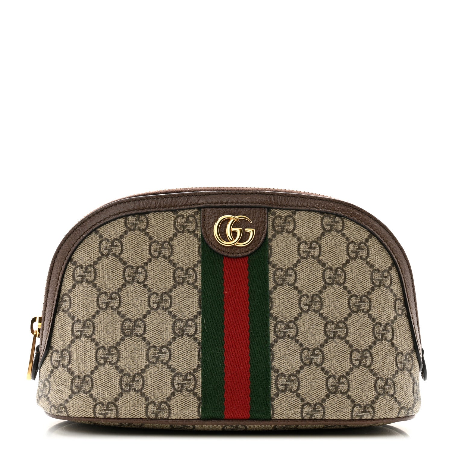 Gucci GG Supreme Monogram Textured Calfskin Web Large Ophidia Cosmetic Case Beige Ebony New Acero 1 of 11