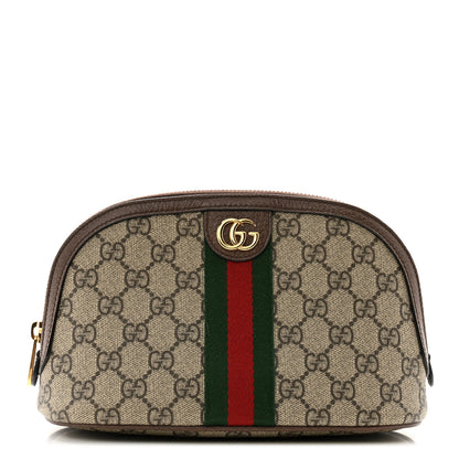Gucci GG Supreme Monogram Textured Calfskin Web Large Ophidia Cosmetic Case Beige Ebony New Acero 1 of 11