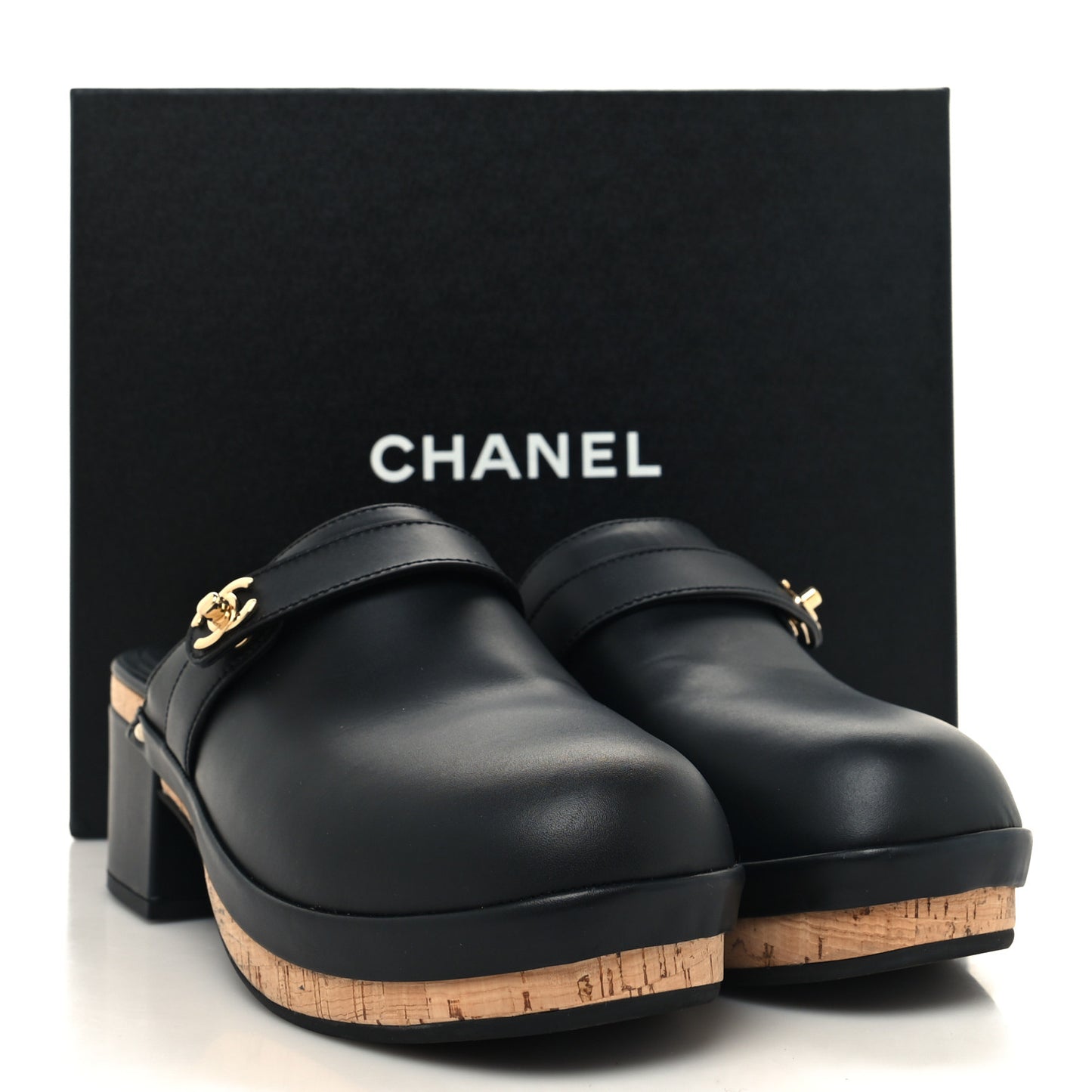Calfskin CC Turn Lock Clogs 40 Black