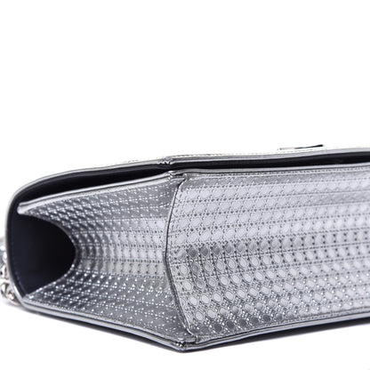 Christian Dior Metallic Patent Micro-Cannage Medium Diorama Flap Bag Silver 7 of 8