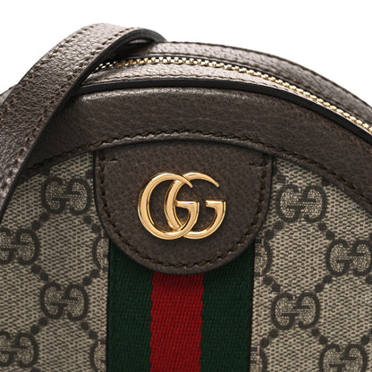 Gucci GG Supreme Monogram Web Mini Ophidia Round Shoulder Bag Brown 8 of 10
