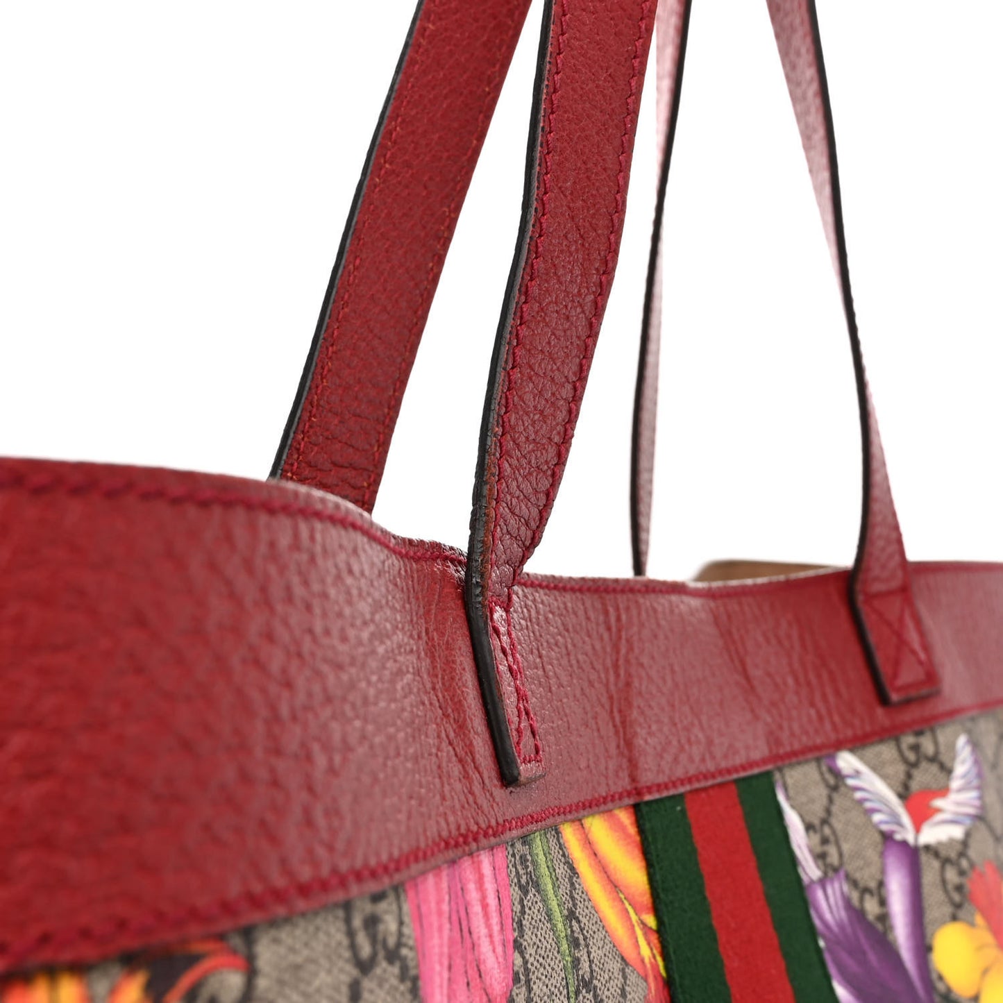 GG Supreme Monogram Flora Web Large Ophidia Tote Red