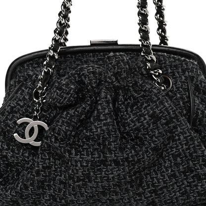 Chanel Tweed Paris NY Framed Pleated Pouch Bag Grey 8 of 12