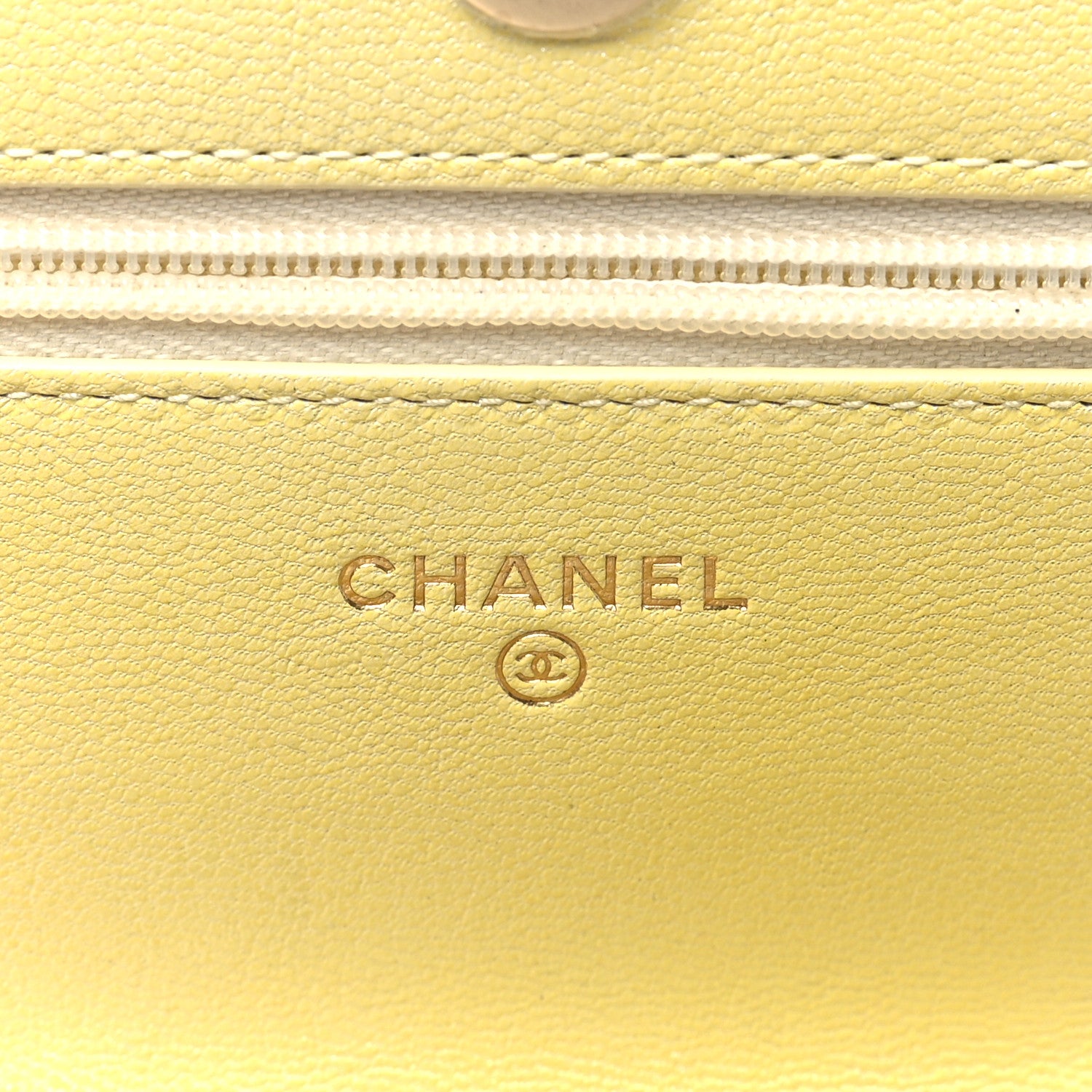 Chanel Cloudy Pearly Goatskin Quilted Wallet on Chain WOC Jaune 6 of 12