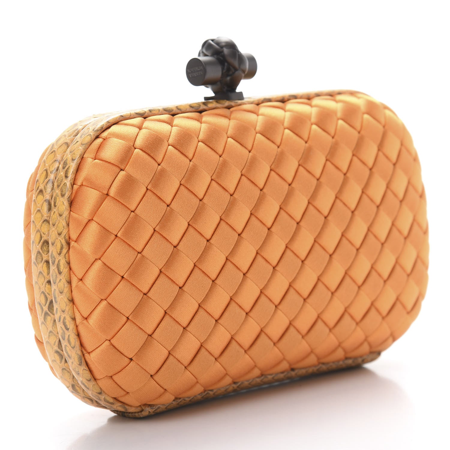 Bottega Veneta Satin Intreccio Impero Ayers Knot Clutch Orange 3 of 6