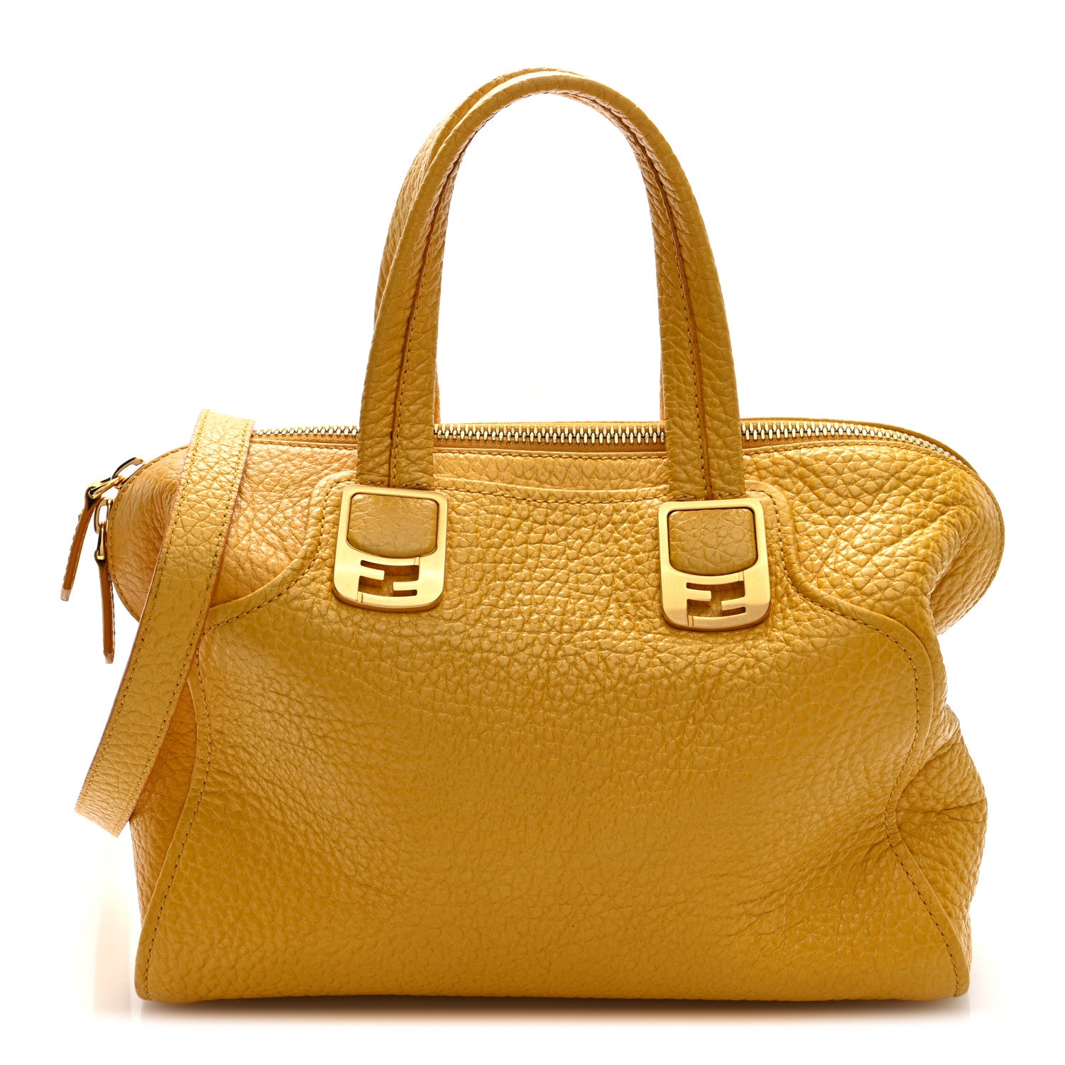 Fendi Pebbled Calfskin Small Chameleon Tote Sunflower Satin 1 of 9
