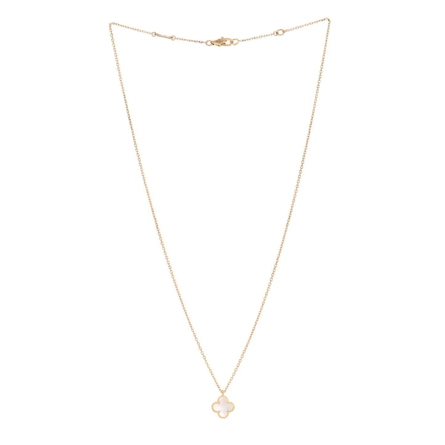 18K Yellow Gold Mother of Pearl Sweet Alhambra Pendant Necklace