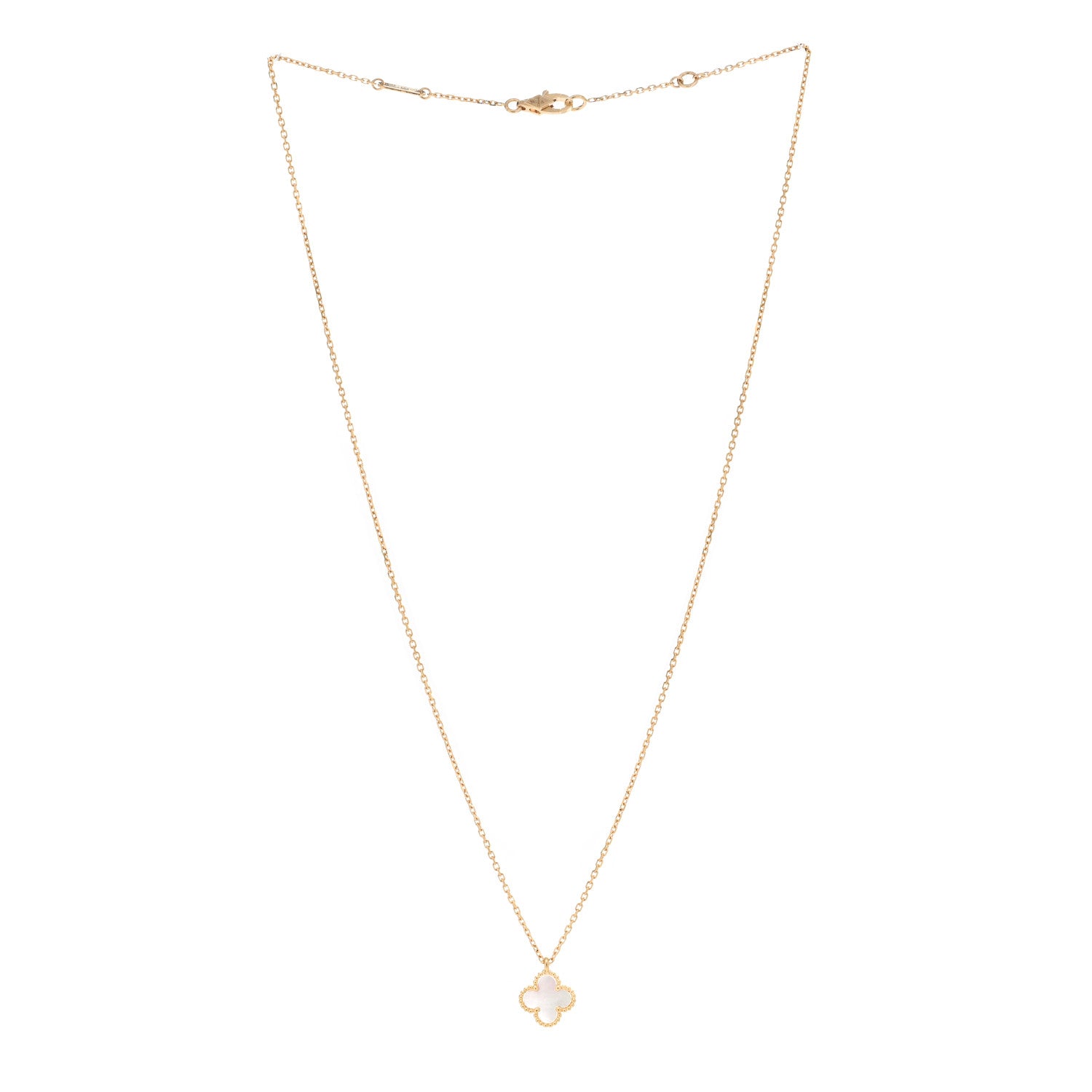 Van Cleef & Arpels 18K Yellow Gold Mother of Pearl Sweet Alhambra Pendant Necklace 3 of 6