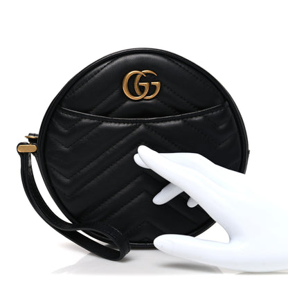 Gucci Calfskin Matelasse GG Marmont Round Wrist Wallet Black 2 of 7