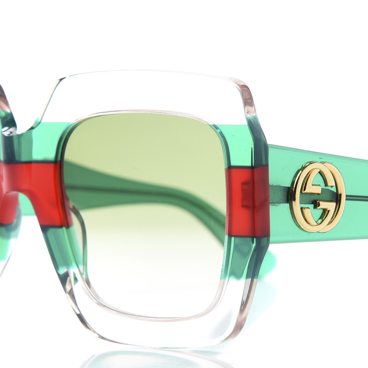 Gucci Square Web Frame GG0178S Sunglasses Green Red 7 of 8
