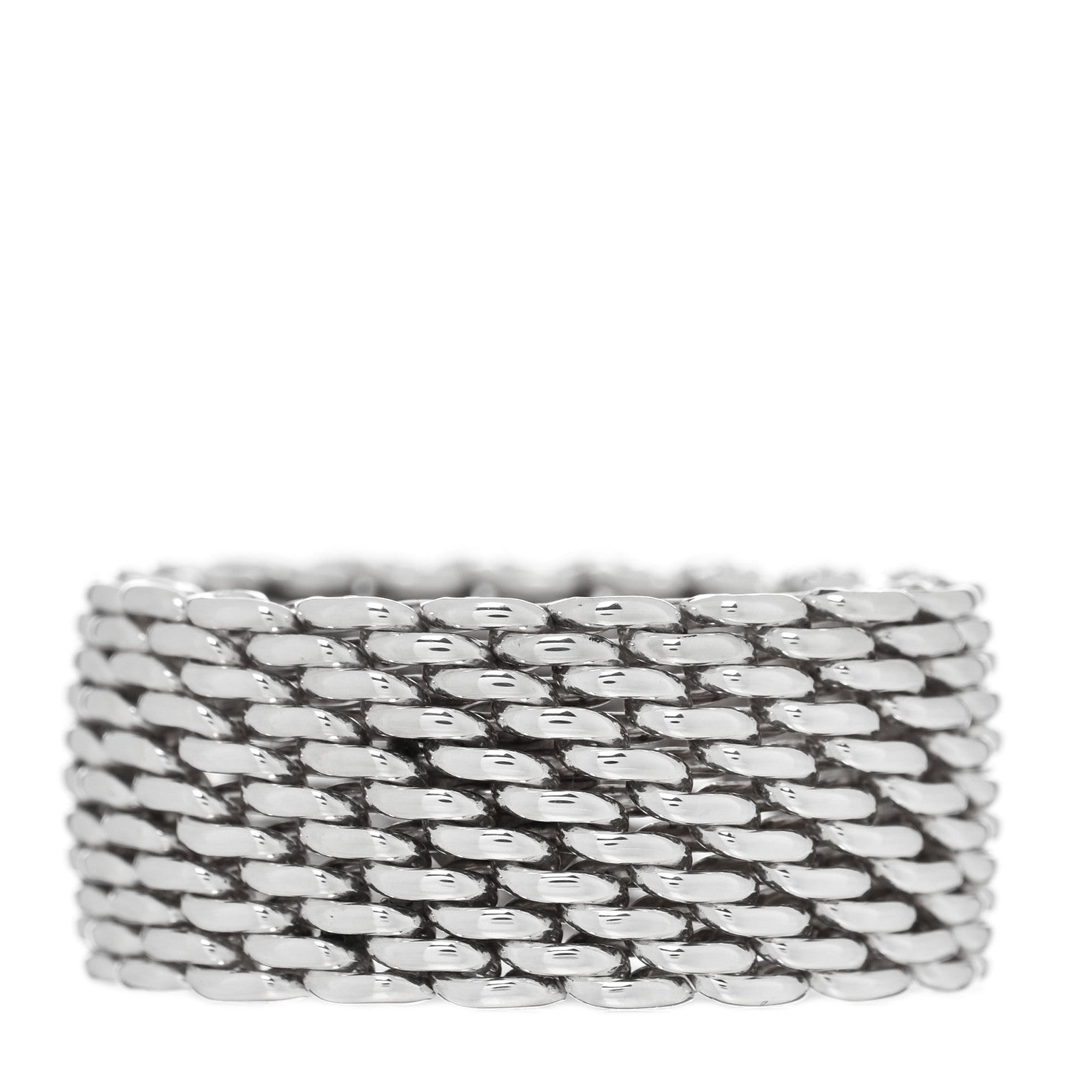 Tiffany Sterling Silver Somerset Mesh Ring 58 8.25 3 of 5