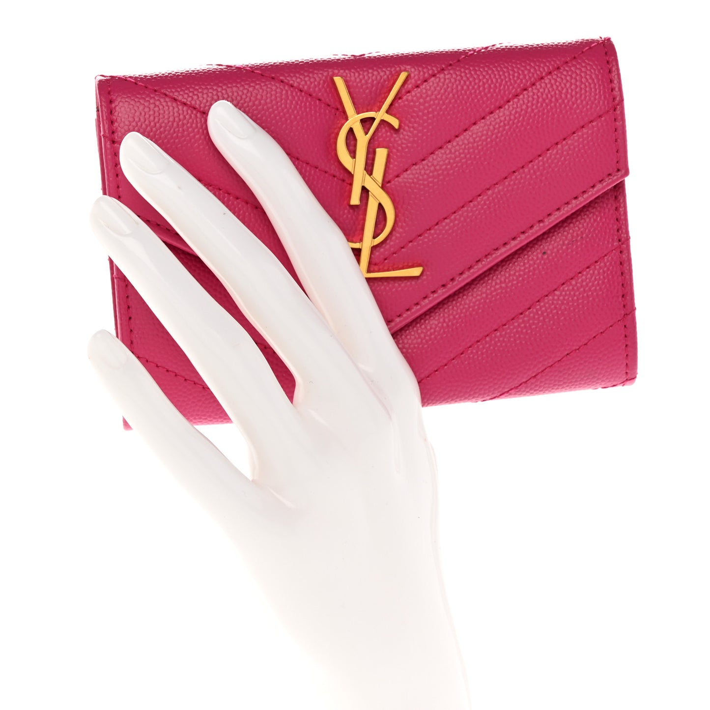 Grain De Poudre Matelasse Chevron Small Monogram Envelope Wallet Bubblegum