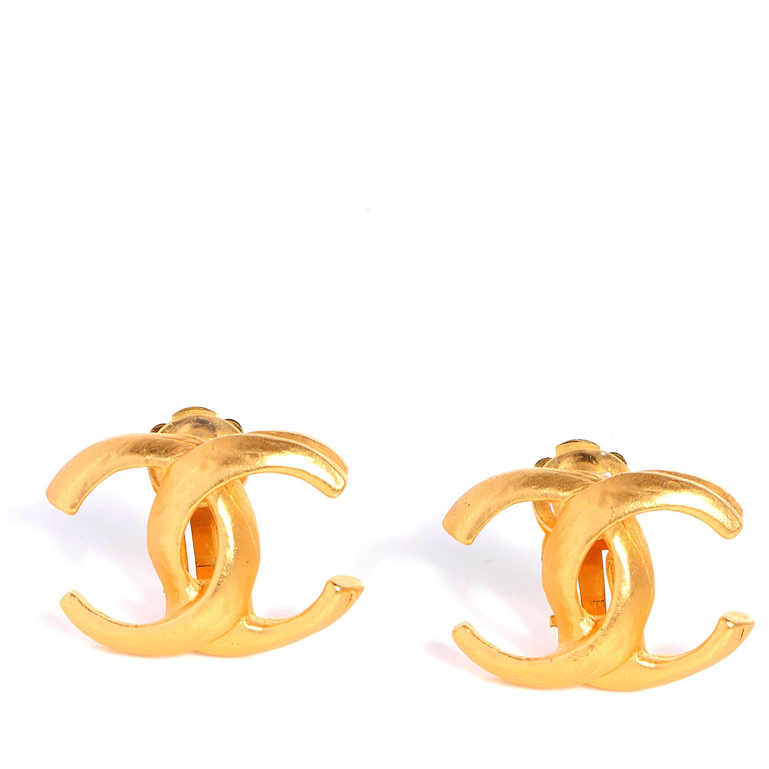 Chanel CC Clip On Earrings Matte Gold 1 of 5