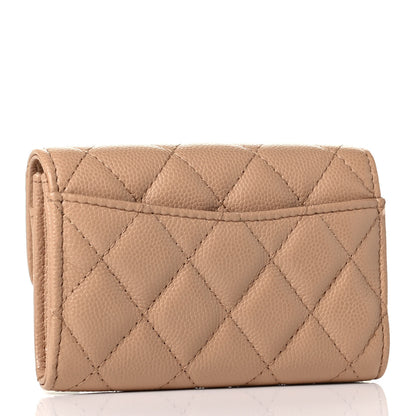 Chanel Caviar Quilted Flap Card Holder Wallet Beige 2 of 5
