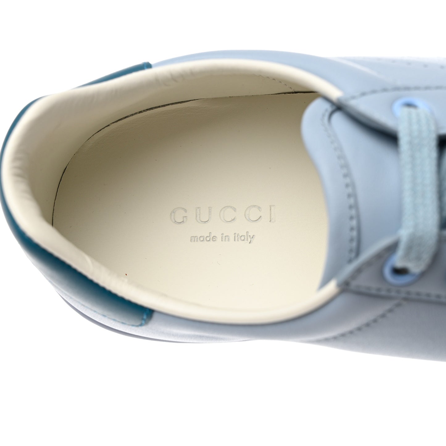 Calfskin Interlocking G Perforated Womens Ace Sneakers 36.5 Porcelain Light Blue Zaffiro