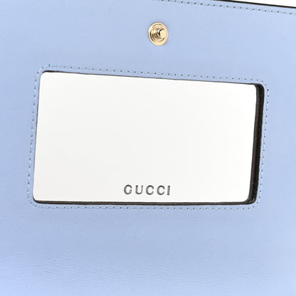 Gucci GG Supreme Monogram Textured Dollar Calfskin Mini GG Marmont Chain Wallet Light Pink Blue Beige 10 of 10