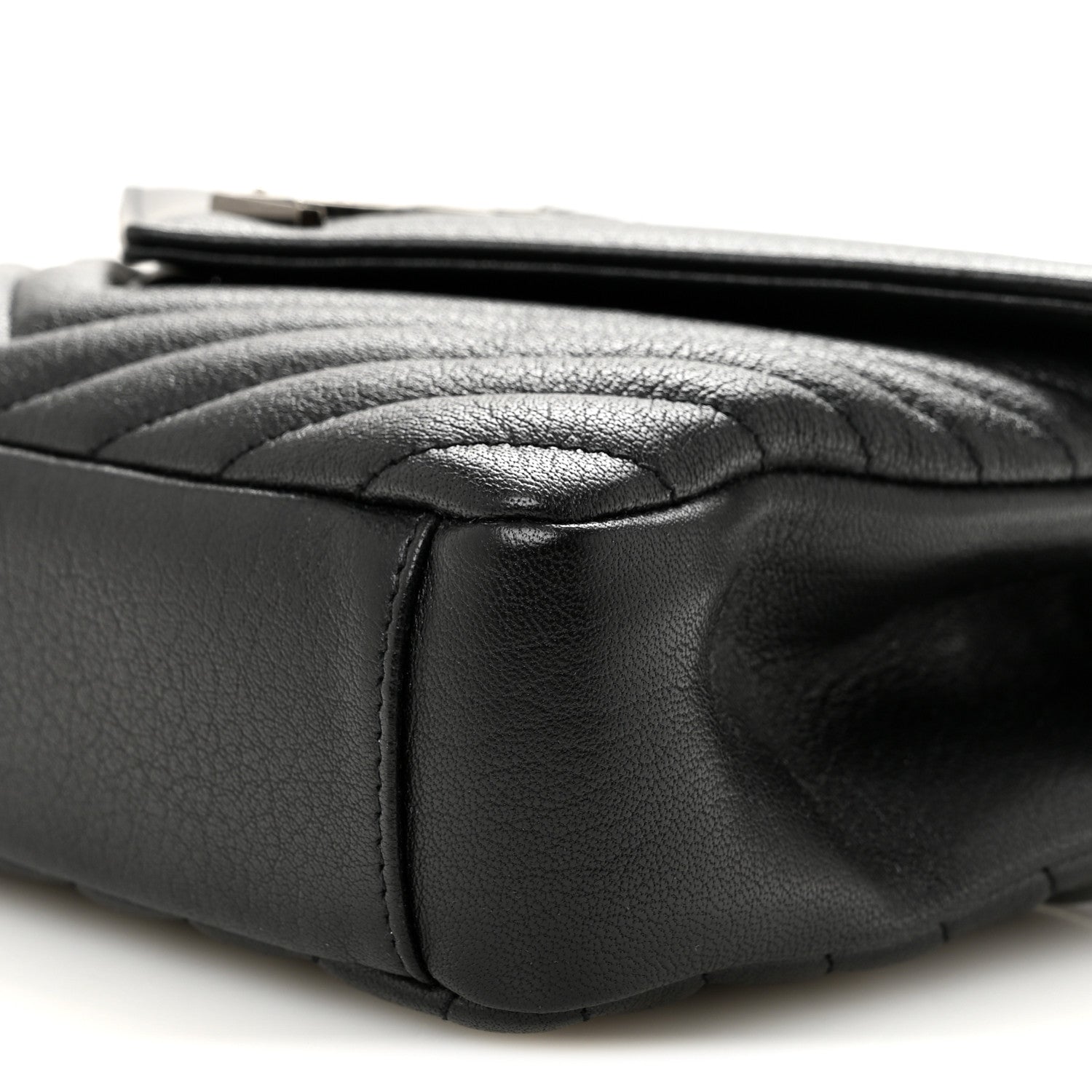 Saint Laurent Sheepskin Matelasse Chevron Monogram Medium College Bag Black 10 of 10