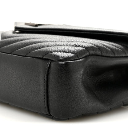 Saint Laurent Sheepskin Matelasse Chevron Monogram Medium College Bag Black 10 of 10