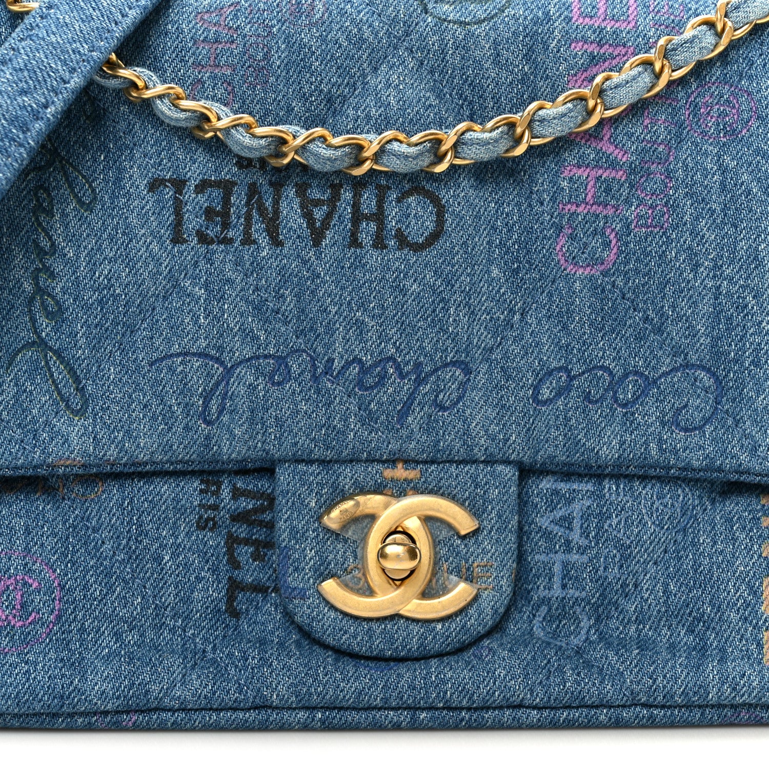 Chanel Denim Quilted Denim Large Mood Flap Blue Multicolor 9 of 11