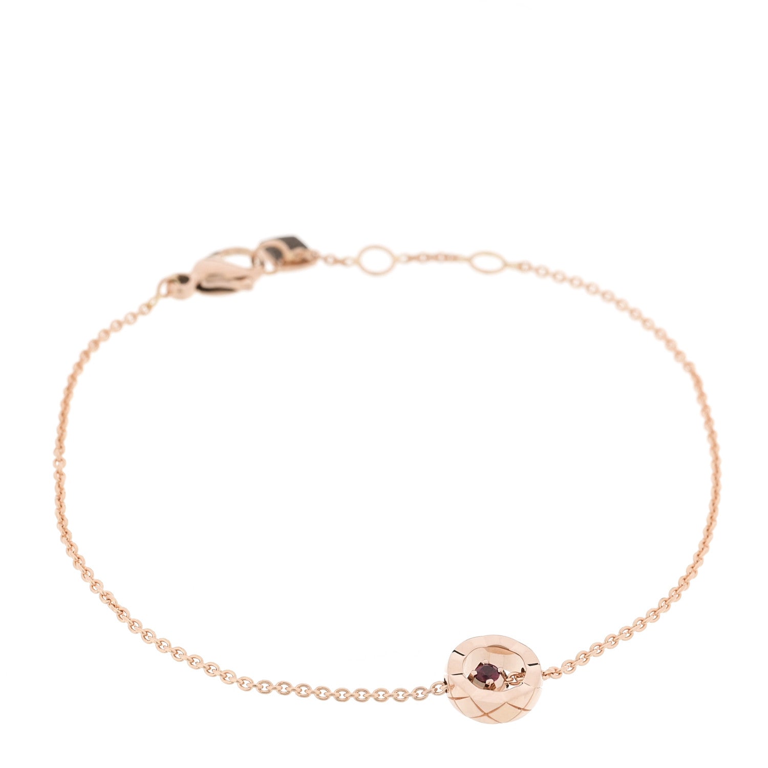 Chanel 18K Beige Gold Ruby Coco Crush Station Bracelet 1 of 6