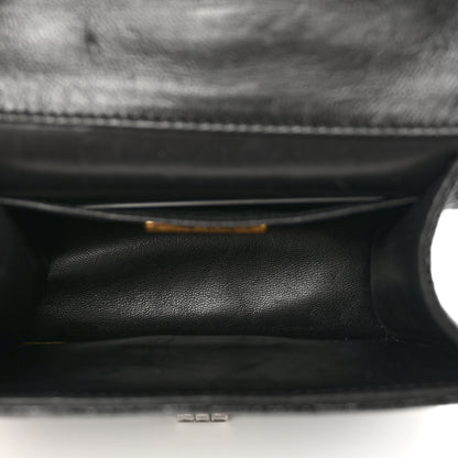 Chanel Lizard Mademoiselle Lock Top Handle Crossbody Flap Black 5 of 9