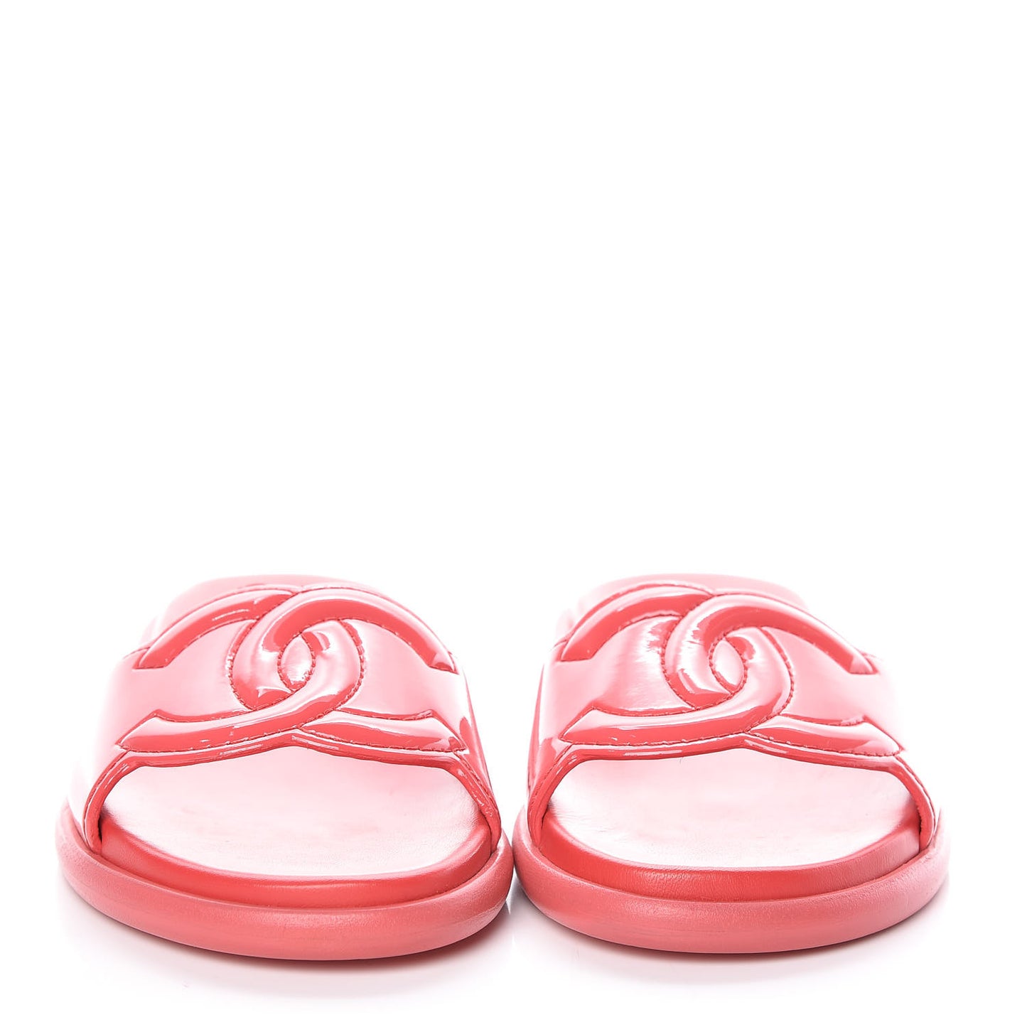 Patent Calfskin CC Slip On Mules 35 Pink