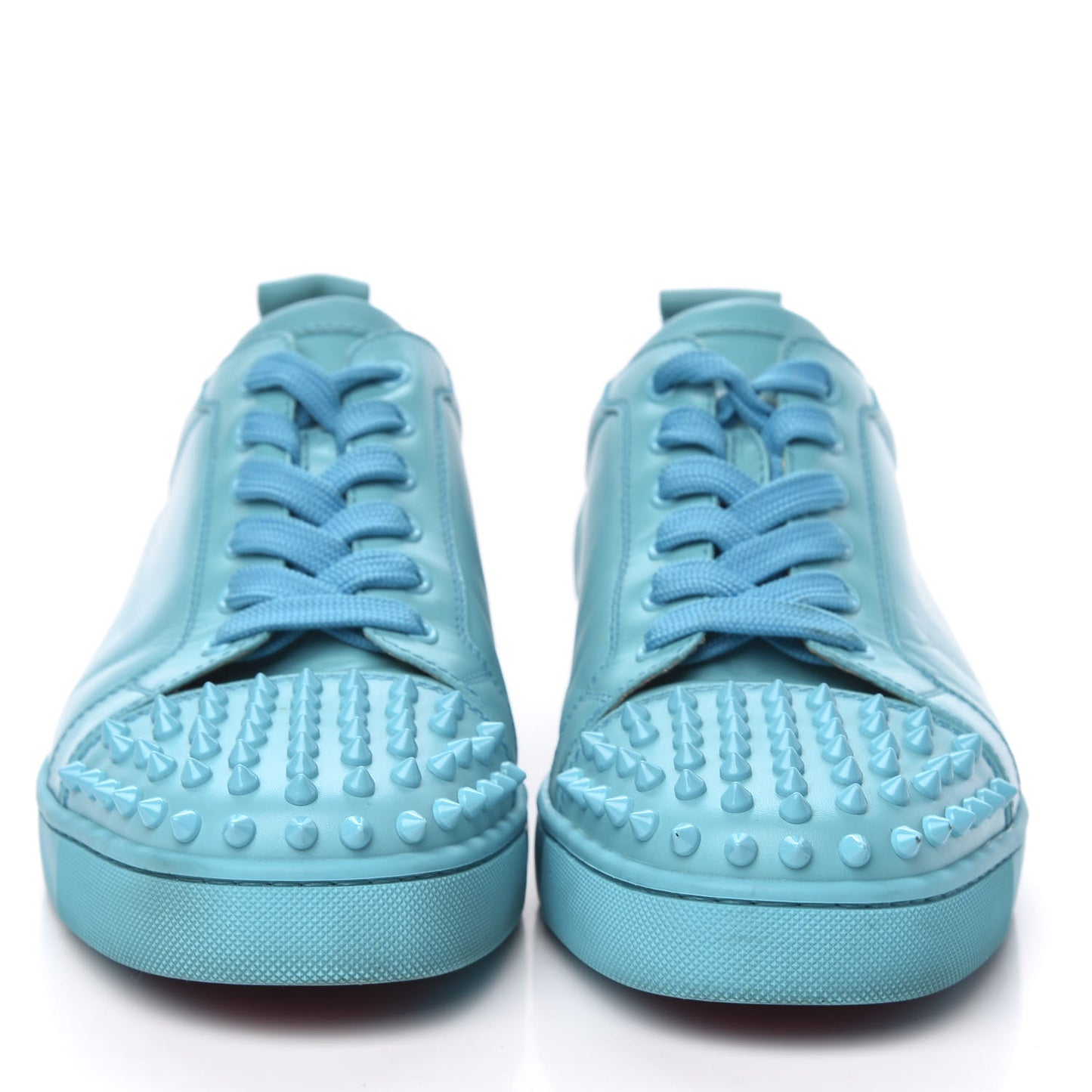 Calfskin Mens Louis Junior Spikes Flat Sneakers 43.5 Turquoise