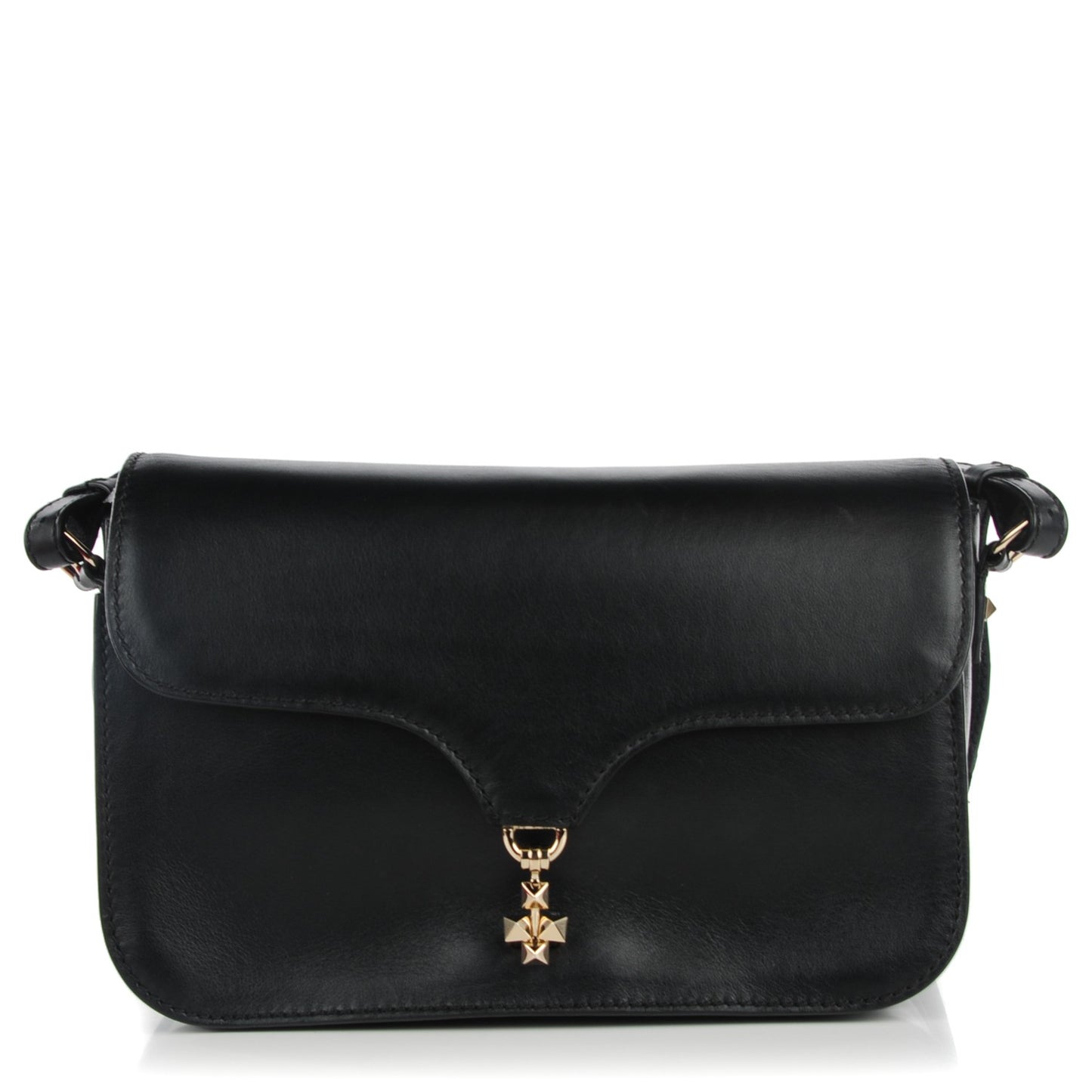 Calfskin Rockstud Band Crossbody Bag Black