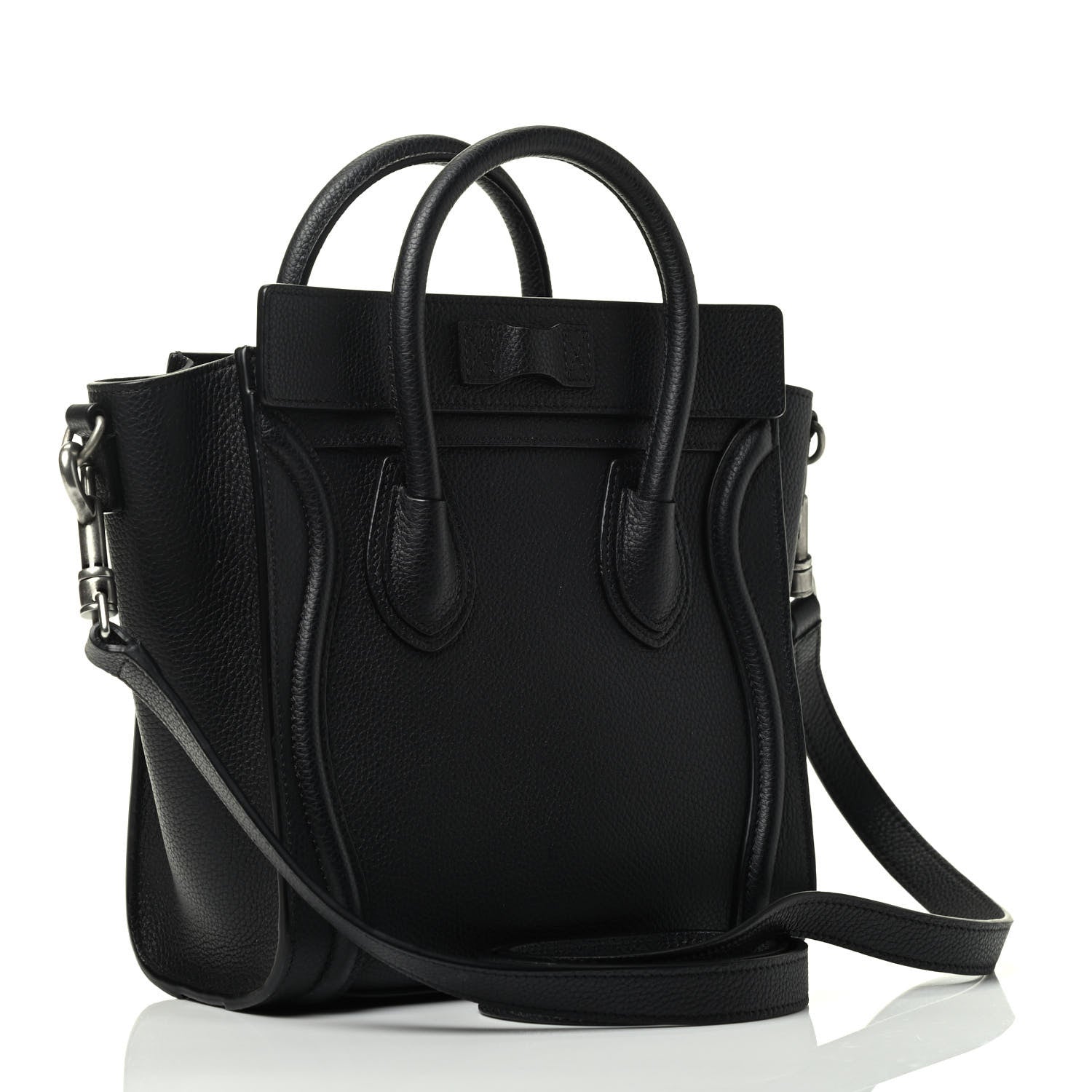 Celine Drummed Calfskin Nano Luggage Black 2 of 3