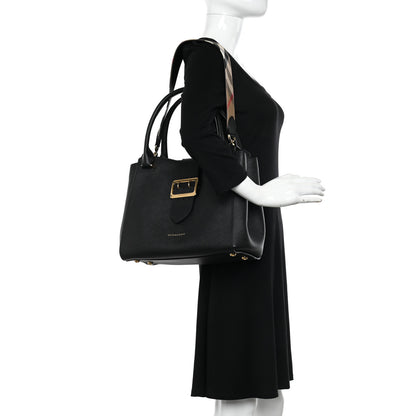 Burberry Soft Grain Calfskin Medium Buckle Tote Black 2 of 11