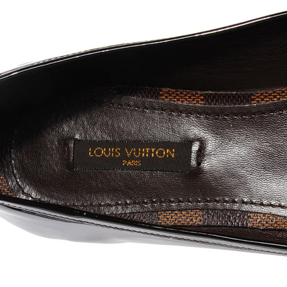 Louis Vuitton Damier Ebene Patent Valentine Ballerina Flats 38 7 of 8
