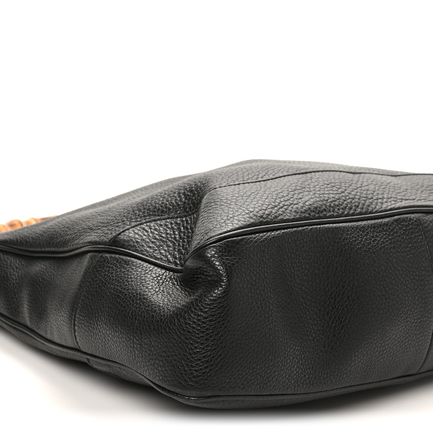 Pebbled Calfskin Medium Diana Bamboo Shoulder Bag Black