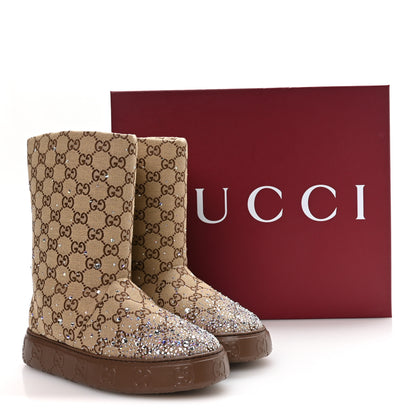 Gucci Monogram GG Strass Thermal Bootie 39.5 Camel Ebony 9 of 9