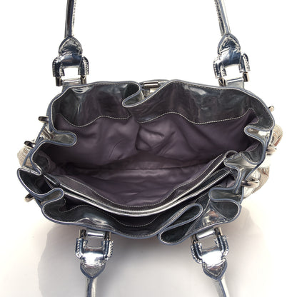 Burberry Metallic Patent House Check Sliced Beaton Tote Silver 5 of 19