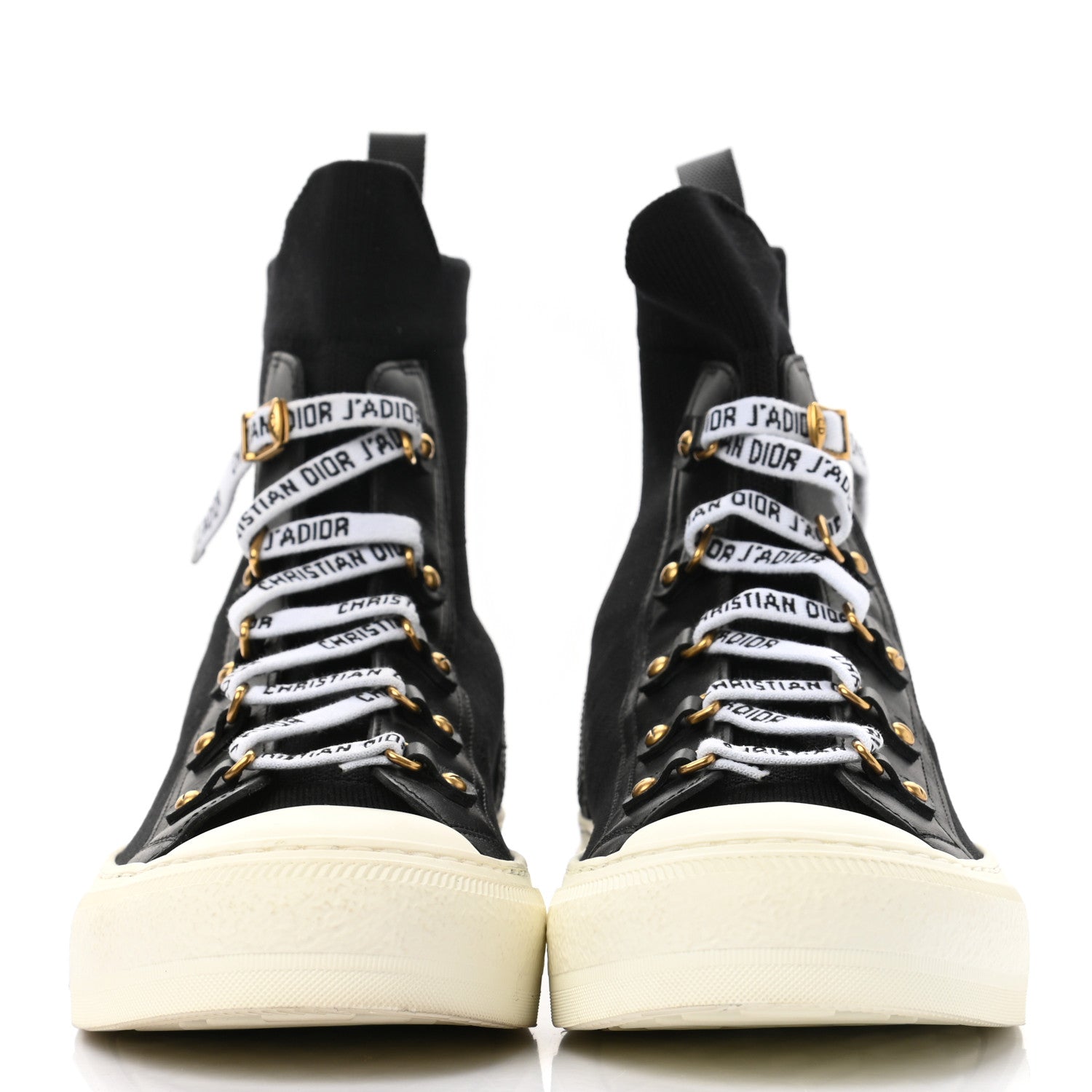Christian Dior Technical Knit Calfskin Womens Walk'N'Dior High Top Sneakers 39 Black 2 of 9