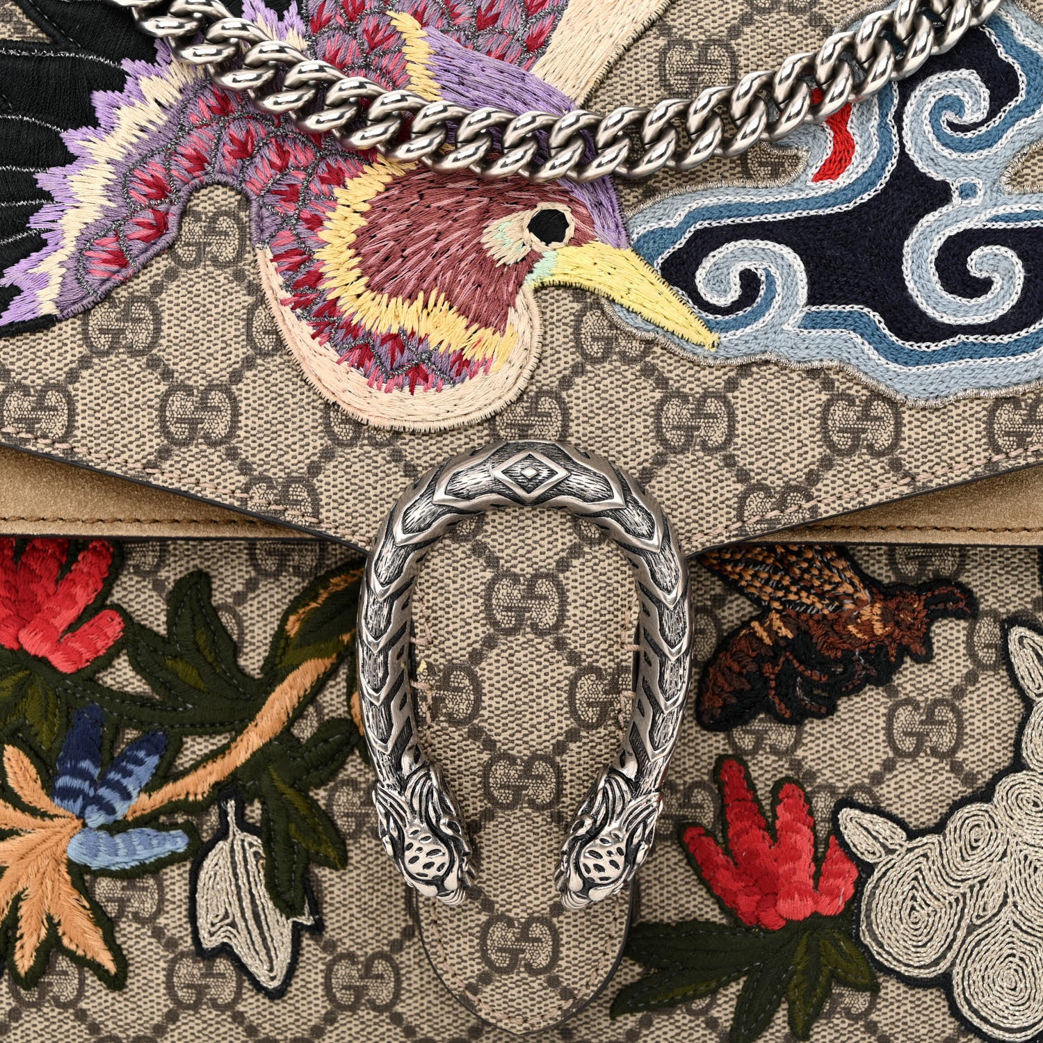Gucci GG Supreme Monogram Embroidered Medium Dionysus Shoulder Bag Taupe 8 of 10