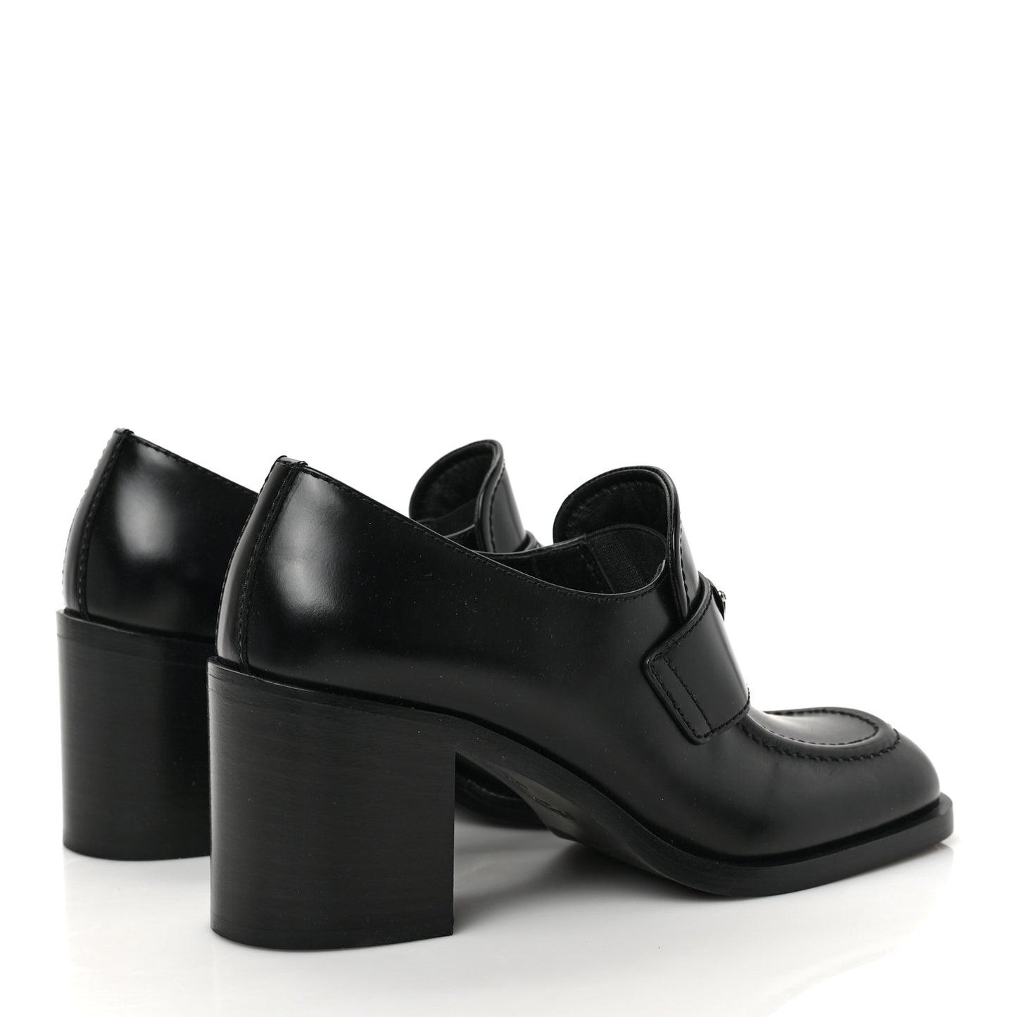 Spazzolato Metal Triangle Logo 85mm Loafers 37.5 Black